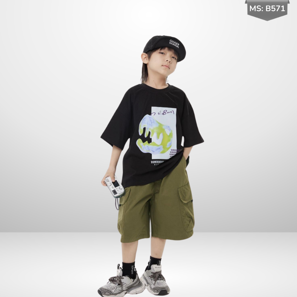 Áo Thun Ngắn Tay Mùa Hè Cho Bé Trai, Bé Gái In Hình Năng Động, Cổ Tròn B571 | JJ Kids Fashion