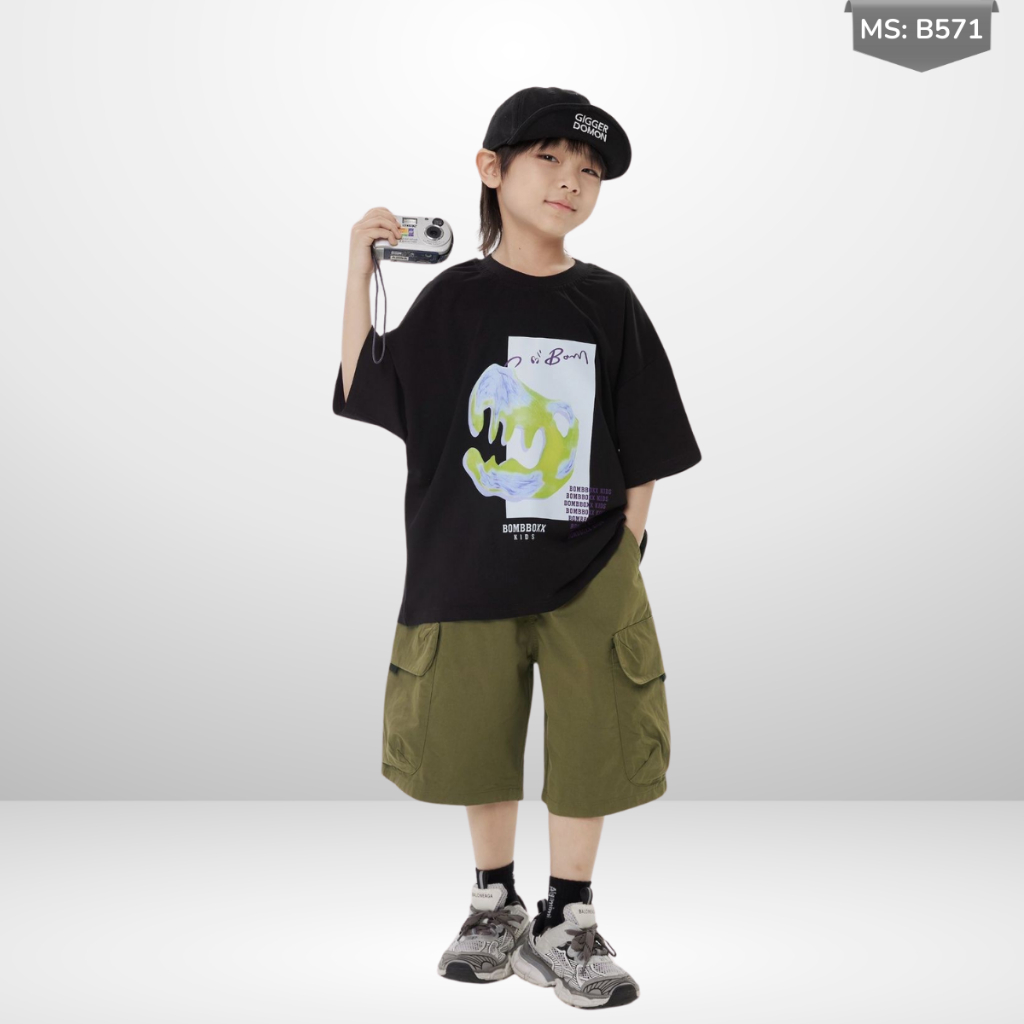 Áo Thun Ngắn Tay Mùa Hè Cho Bé Trai, Bé Gái In Hình Năng Động, Cổ Tròn B571 | JJ Kids Fashion