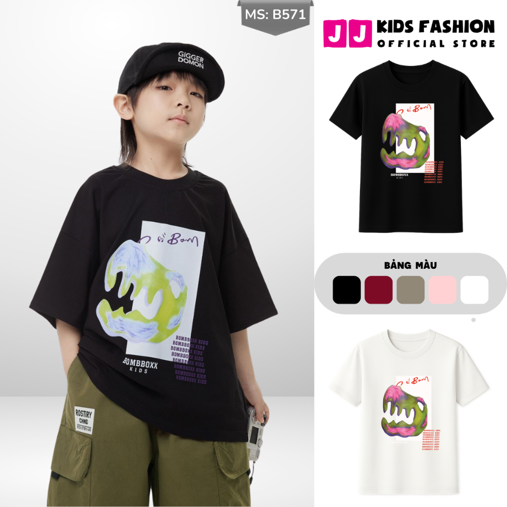 Áo Thun Ngắn Tay Mùa Hè Cho Bé Trai, Bé Gái In Hình Năng Động, Cổ Tròn B571 | JJ Kids Fashion