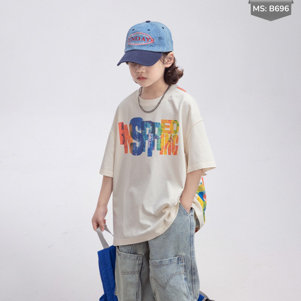 Áo Thun Ngắn Tay Mùa Hè Cho Bé Trai, Bé Gái In Hình Năng Động, Cổ Tròn B696 | JJ Kids Fashion