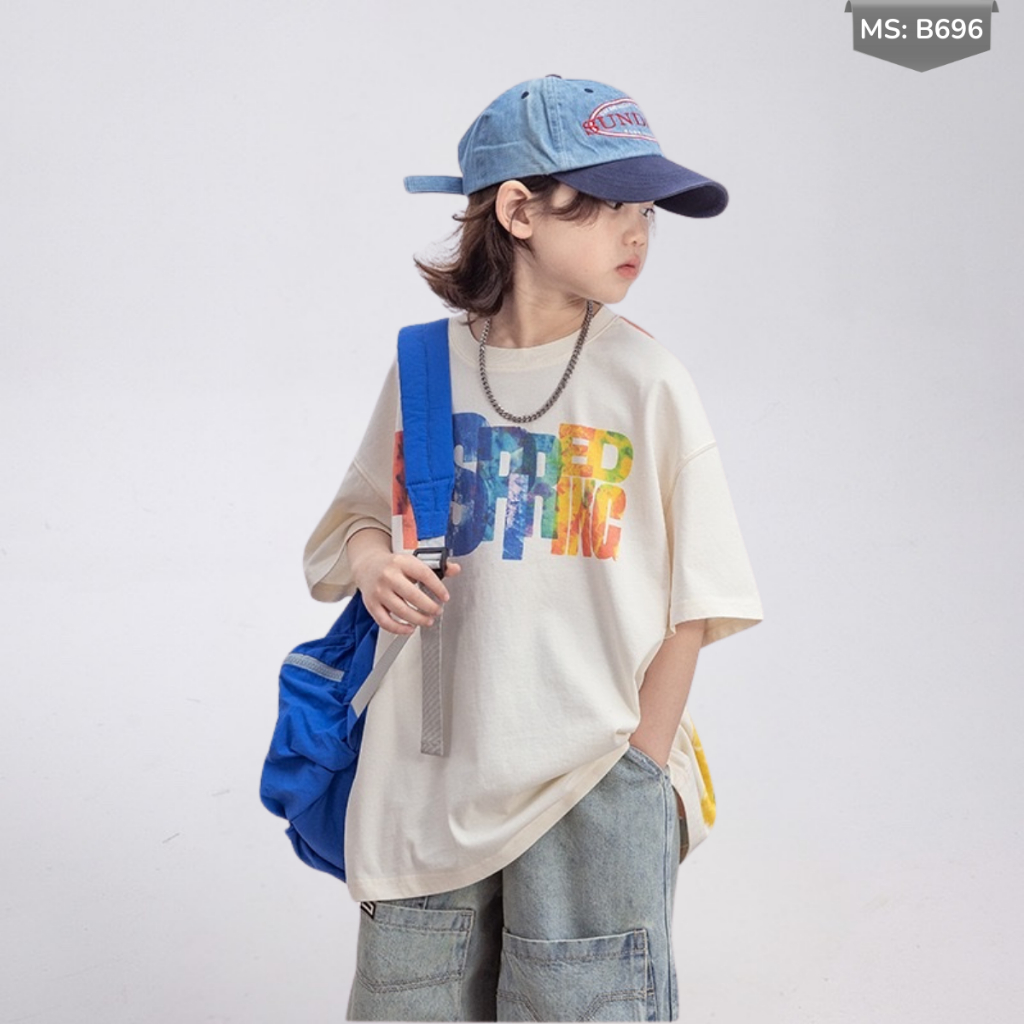 Áo Thun Ngắn Tay Mùa Hè Cho Bé Trai, Bé Gái In Hình Năng Động, Cổ Tròn B696 | JJ Kids Fashion