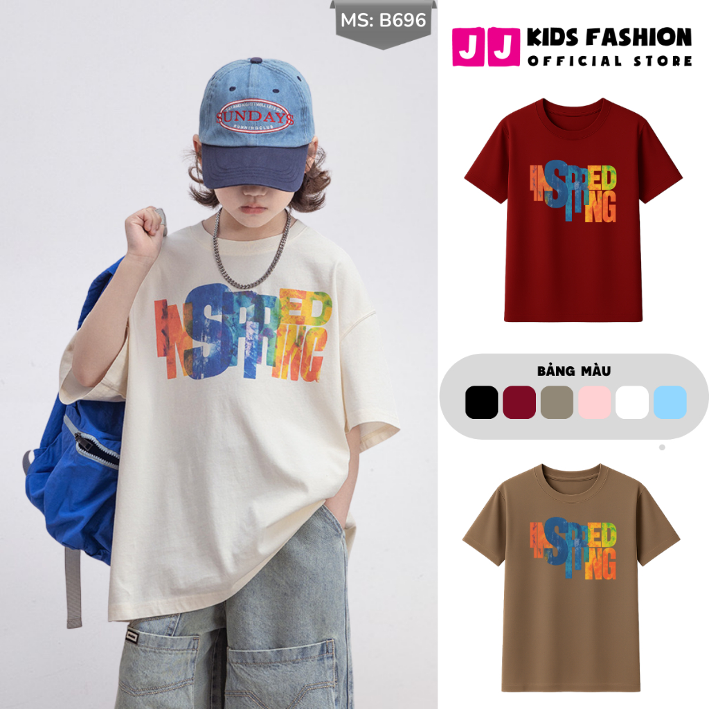 Áo Thun Ngắn Tay Mùa Hè Cho Bé Trai, Bé Gái In Hình Năng Động, Cổ Tròn B696 | JJ Kids Fashion