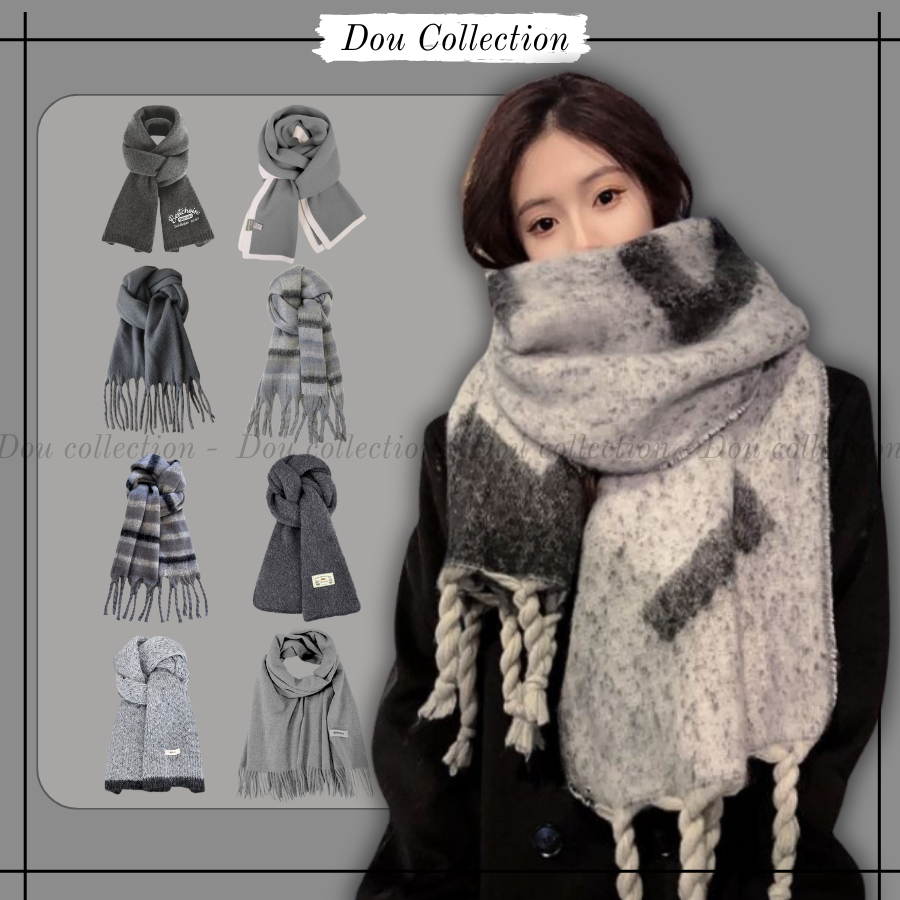 Khăn Quàng Cổ Len Unisex, Khăn Len Dệt Kim Ấm Áp Tone Xám Hiện Đại QUÀ TẶNG QUỐC TẾ PHỤ NỮ 20/10 2026 - Mã THLN01