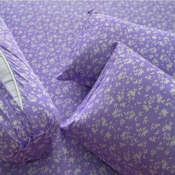 Bộ ga thun lạnh, vỏ gối KHÓA KÉO mẫu HOA LÁ 1 hoanghabedding OKK