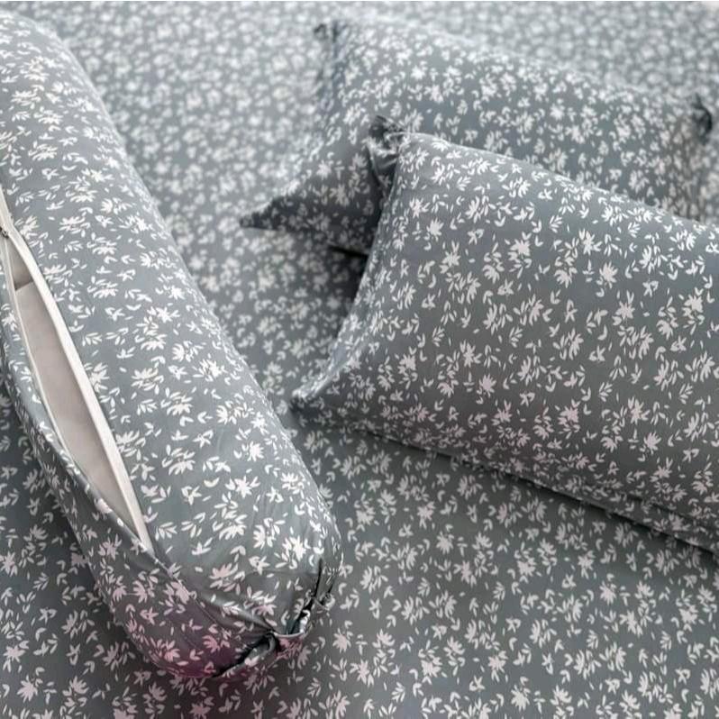 Bộ ga thun lạnh, vỏ gối KHÓA KÉO mẫu HOA LÁ 1 hoanghabedding OKK