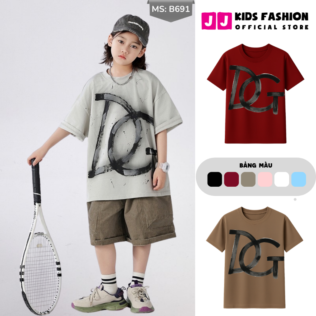 Áo Thun Ngắn Tay Mùa Hè Cho Bé Trai, Bé Gái In Hình Năng Động, Cổ Tròn B691| JJ Kids Fashion