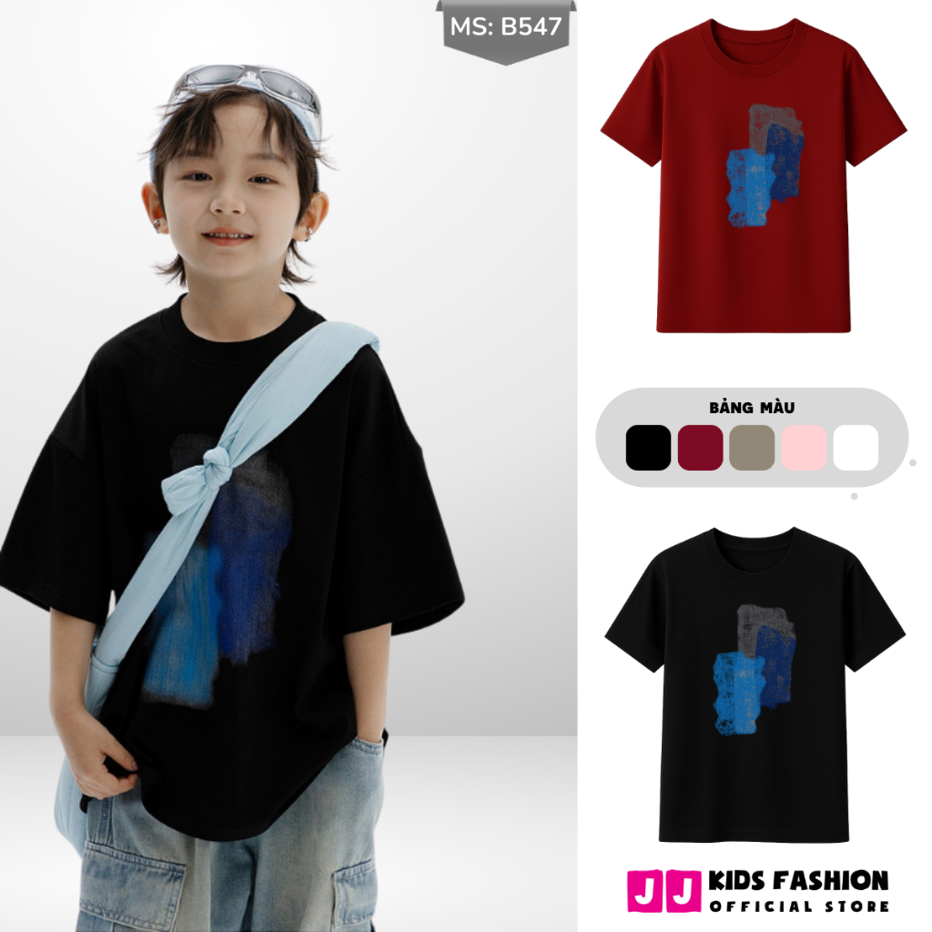 Áo Thun Ngắn Tay Mùa Hè Cho Bé Trai, Bé Gái In Hình Năng Động, Cổ Tròn B547 | JJ Kids Fashion