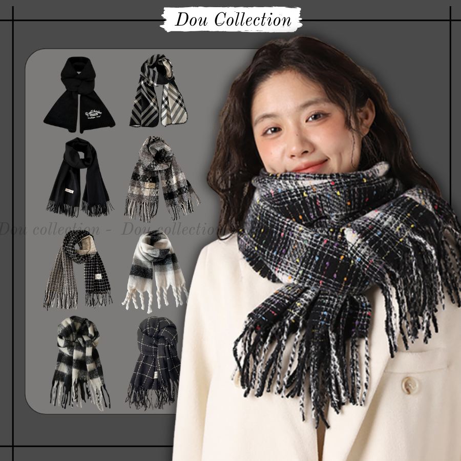 Khăn Choàng Len Unisex, Khăn Len Dệt Kim Giữ Ấm Tone Đen Sang Trọng QUÀ TẶNG QUỐC TẾ PHỤ NỮ 20/10 2026 - Mã THLN02