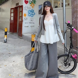 áo khoác cardigan nữ xám tiêu hàn quốc local brand eleclassm set áo dây kèm áo khoác
