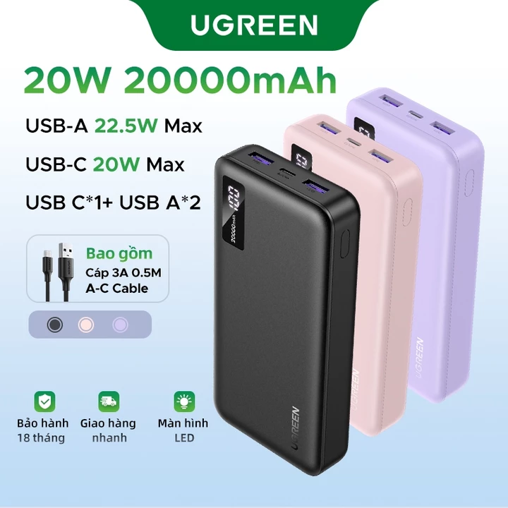 【Pin Sạc Dự Phòng Có Thể Đặt Hàng】Sạc dự phòng UGREEN 20000mAh/10000mAh PD20W Sạc nhanh cho điện thoại Android|Bảo hành