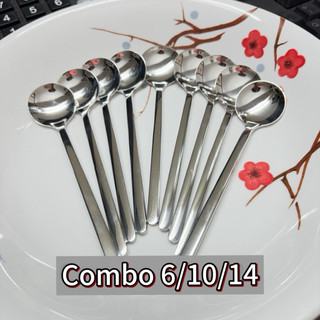 Combo 6/10/14 Thìa Cà Phê Inox 304 Mini 13cm Muỗng Inox ,Ăn Sữa Chua Tráng Miệng Chống Gỉ
