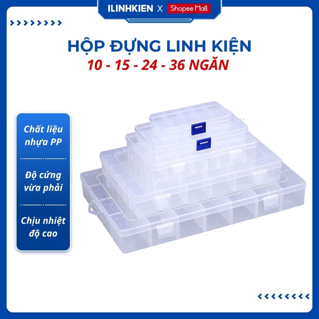 Hộp đựng linh kiện , trang sức 10/15/24/36 ngăn cao cấp có thể tháo rời ilinhkien