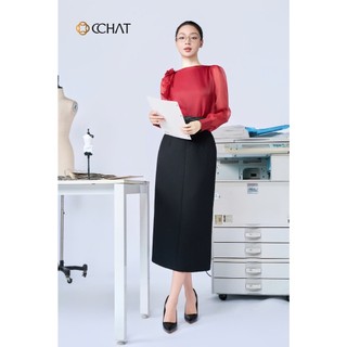 Chân Váy 𝐂𝐂𝐇𝐀𝐓 Dáng A Cạp Kiểu Dài Chất Liệu Tuytsi Cao Cấp Sang Trọng 14CDS2039AT
