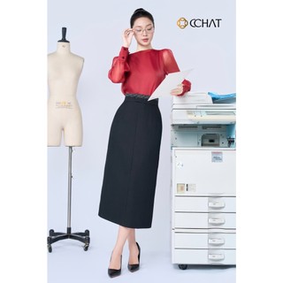 Chân Váy 𝐂𝐂𝐇𝐀𝐓 Dáng A Cạp Kiểu Dài Chất Liệu Tuytsi Cao Cấp Sang Trọng 14CDS2039AT