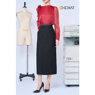 Chân Váy 𝐂𝐂𝐇𝐀𝐓 Dáng A Cạp Kiểu Dài Chất Liệu Tuytsi Cao Cấp Sang Trọng 14CDS2039AT