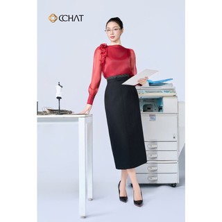 Chân Váy 𝐂𝐂𝐇𝐀𝐓 Dáng A Cạp Kiểu Dài Chất Liệu Tuytsi Cao Cấp Sang Trọng 14CDS2039AT