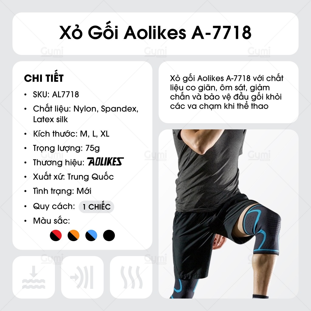 [1 Chiếc] Xỏ Gối Aolikes A-7718 - Bảo Vệ Gối, Tập Luyện Thể Thao Chính Hãng - AL7718