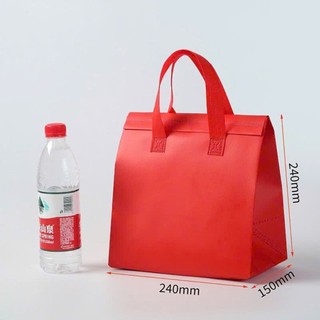 [CÓ SẴN] Lốc 50 túi giữ nhiệt size lớn 24x24cm Màu Đỏ Lót Nhôm Đựng Hộp Bánh Kem, Ly Trà Sữa, Hộp Cơm Chống Thấm