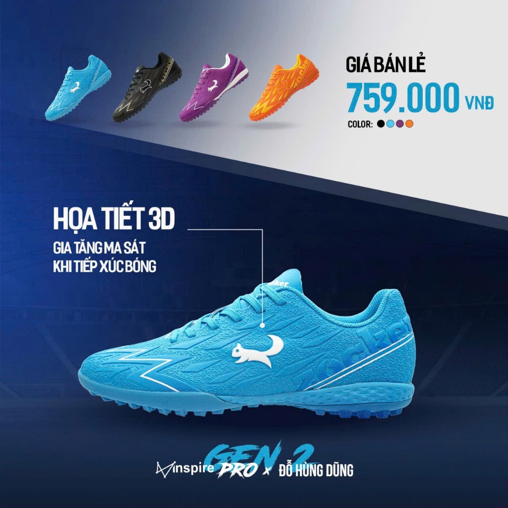 Giày bóng đá Zocker Inspire Pro GEN 2 chính hãng nguyên hộp cao cấp đủ màu đẹp size bảo hành 3 tháng | BigBuy360 - bigbuy360.vn