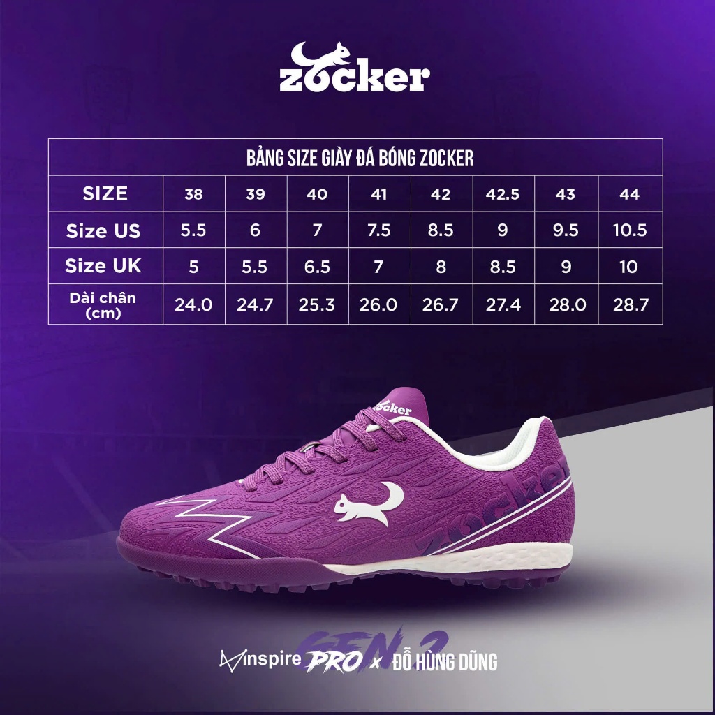 Giày bóng đá Zocker Inspire Pro GEN 2 chính hãng nguyên hộp cao cấp đủ màu đẹp size bảo hành 3 tháng | BigBuy360 - bigbuy360.vn