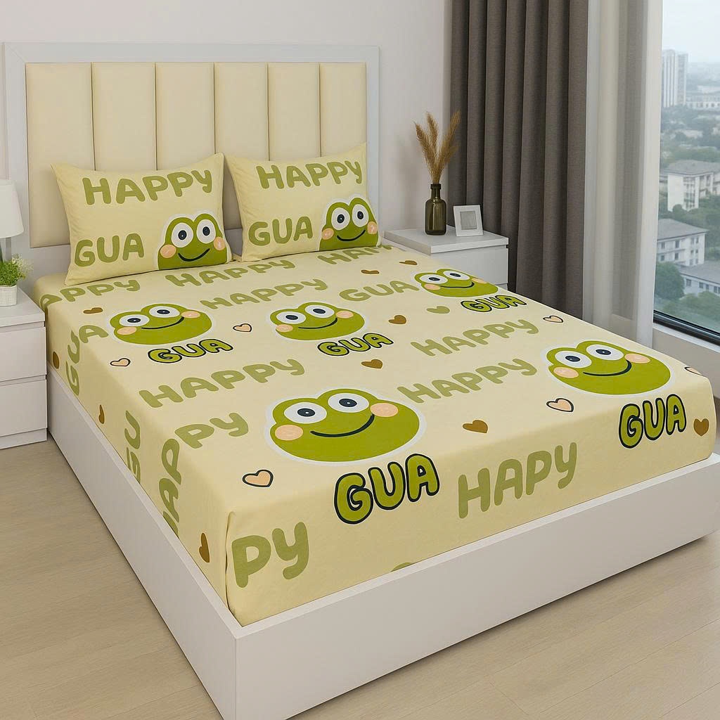 Bộ Ga Gối 3 Món Cotton Poly,1 Ga Chun 2 Vỏ Gối, Bọc Đệm 2–10cm, Không Kèm Chăn,Mẫu sọc đen | BigBuy360 - bigbuy360.vn