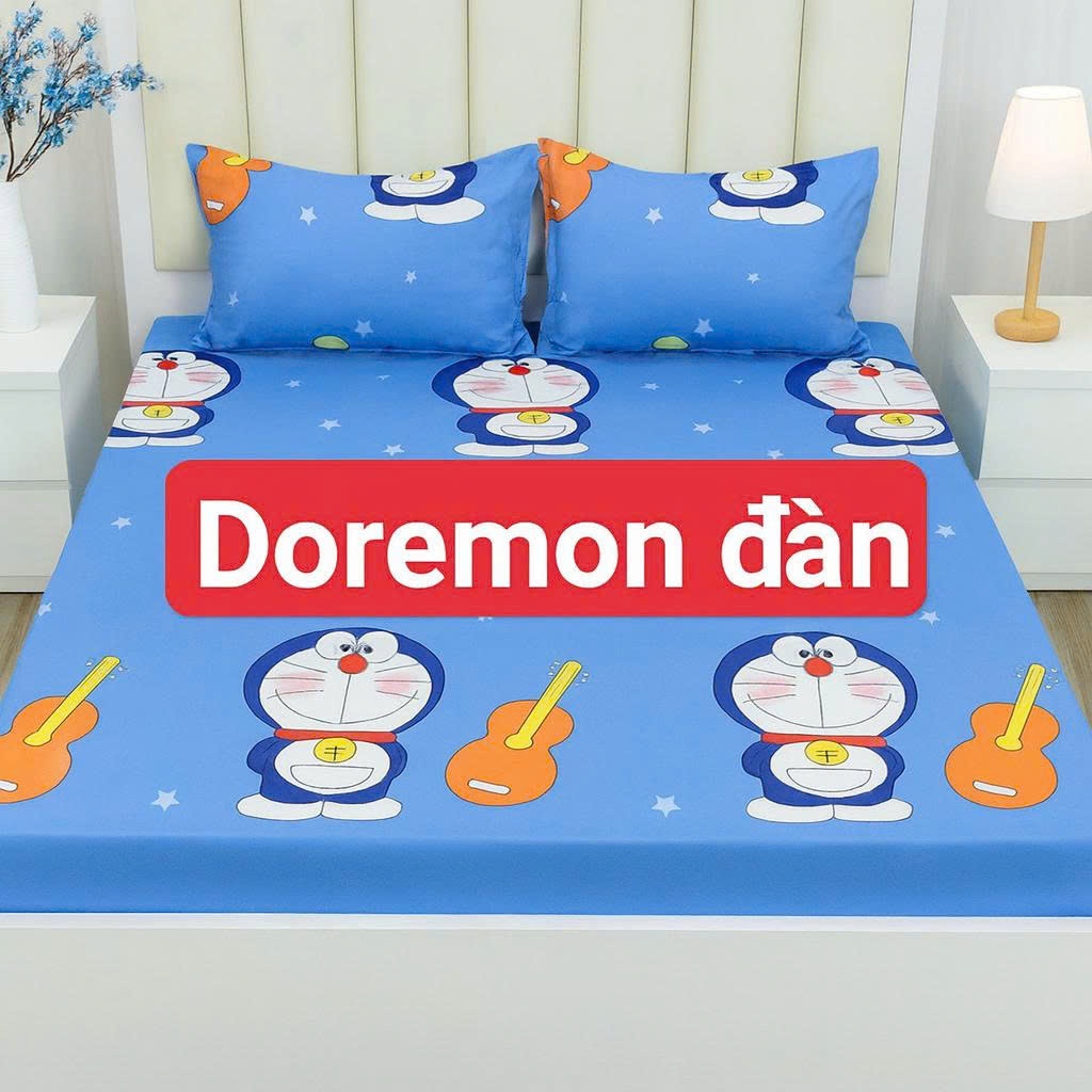 Bộ Ga Gối 3 Món Cotton Poly,1 Ga Chun 2 Vỏ Gối, Bọc Đệm 2–10cm, Không Kèm Chăn,Mẫu sọc đen | BigBuy360 - bigbuy360.vn