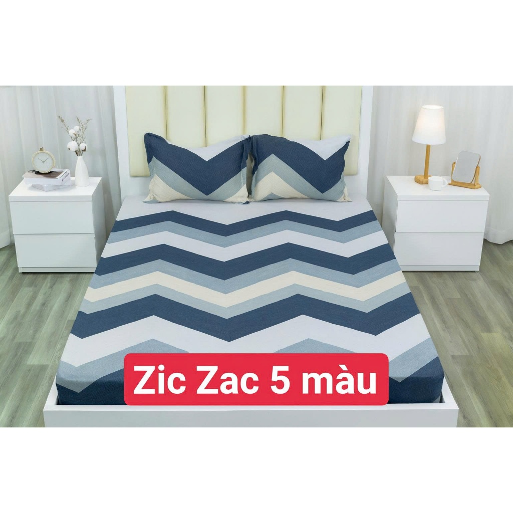 Bộ Ga Gối 3 Món Cotton Poly,1 Ga Chun 2 Vỏ Gối, Bọc Đệm 2–10cm, Không Kèm Chăn,Mẫu sọc đen | BigBuy360 - bigbuy360.vn