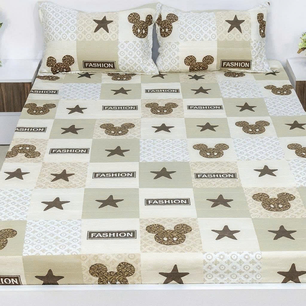 Bộ Ga Gối 3 Món Cotton Poly,1 Ga Chun 2 Vỏ Gối, Bọc Đệm 2–10cm, Không Kèm Chăn,Mẫu sọc đen | BigBuy360 - bigbuy360.vn