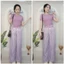 Set Croptop Kết Hợp Quần Ống Rộng Sọc Kẻ