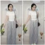 Set Croptop Kết Hợp Quần Ống Rộng Sọc Kẻ