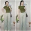 Set Croptop Kết Hợp Quần Ống Rộng Sọc Kẻ