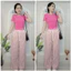 Set Croptop Kết Hợp Quần Ống Rộng Sọc Kẻ