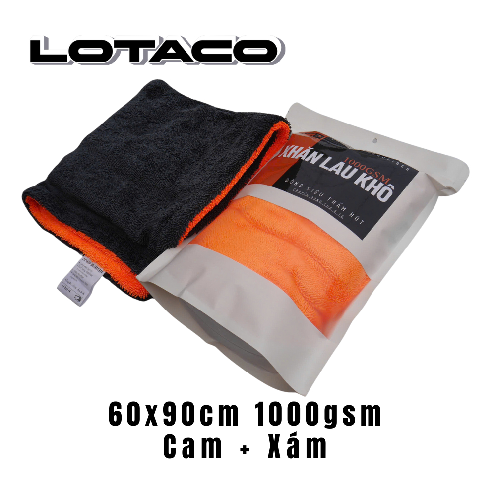 Khăn lau ô tô SIÊU DÀY Lotaco cao cấp siêu hút nước dệt sợi xoắn chuyên dụng 1000/1200GSM Twist Loop | BigBuy360 - bigbuy360.vn