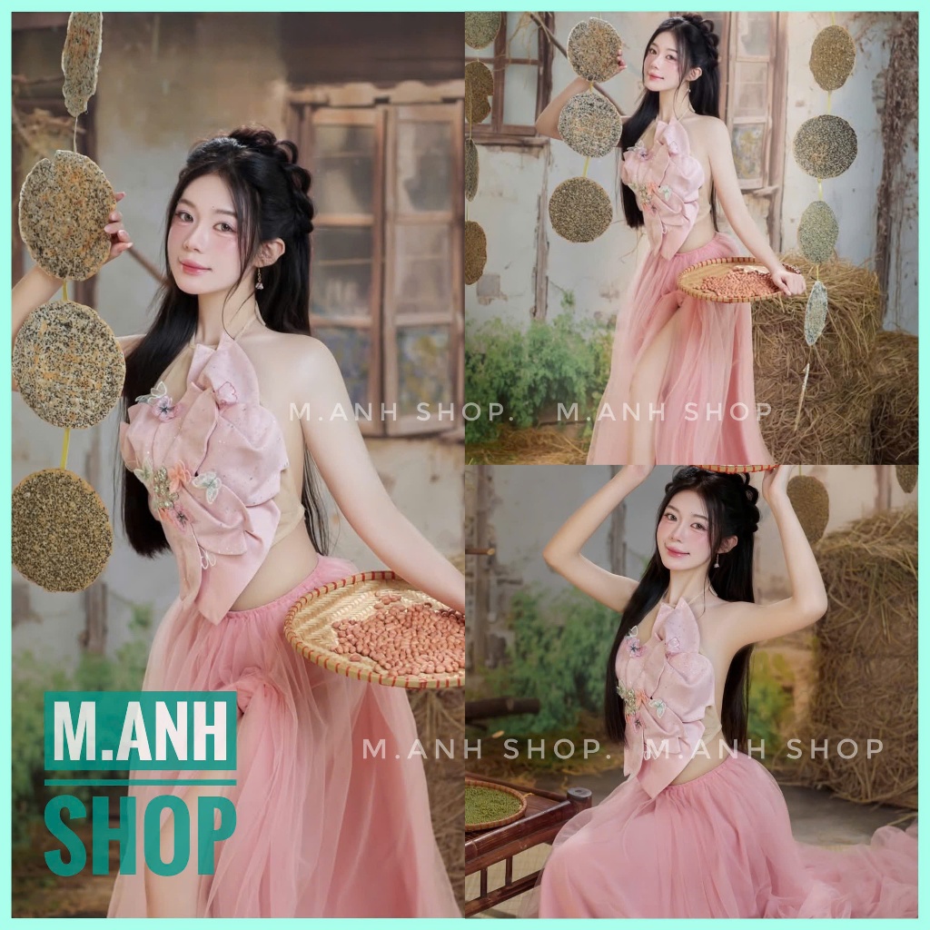 Sét Yếm Hồng Nàng Tấm Chụp Ảnh Concept Xinh Đẹp