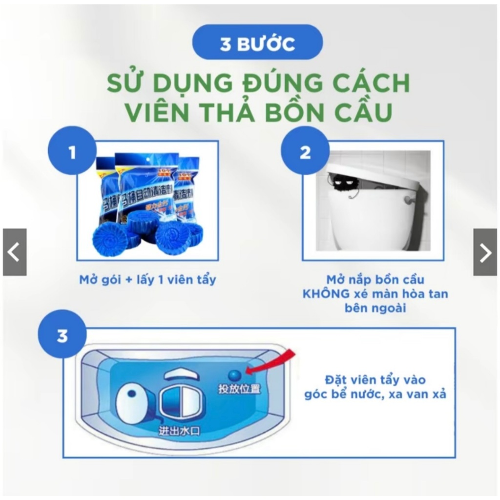 [HOT] Viên Tẩy Bồn Cầu Thông Minh Túi 10 Viên Loại Bỏ Mảng Bám Diệt Khuẩn Khử Mùi Hôi Tạo Nước Xanh