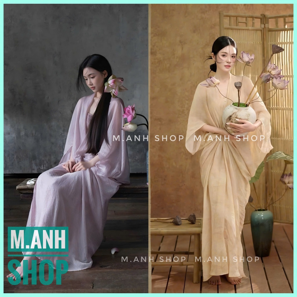 Sét Choàng Hán Phục Chụp Ảnh Hoa Sen Mặc Tết Xinh Đẹp
