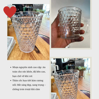 Combo 10 Cốc tròn kim cương hàng cao cấp 250ml, 350ml, 450ml nhựa Việt Nhật,cốc uống nước trong suốt