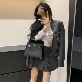 Áo khoác blazer dáng rộng đính nơ phong cách thanh lịch
