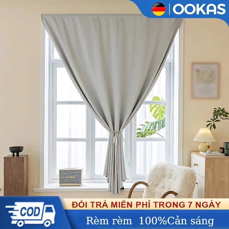 OOKAS Rèm rèm cửa phòng ngủ cản sáng toàn phần bằng,không cần đục lỗ ...