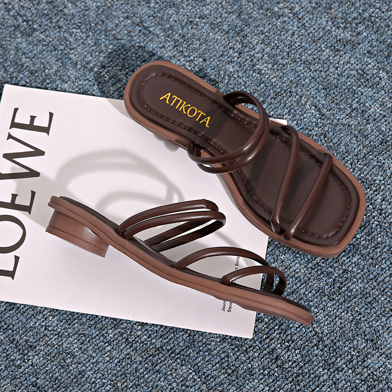 Atikota Sandal thời trang nữ mới, đế dày quai mỏng kiểu dáng đơn giản thoải mái thích hợp cho hoạt động ngoài trời