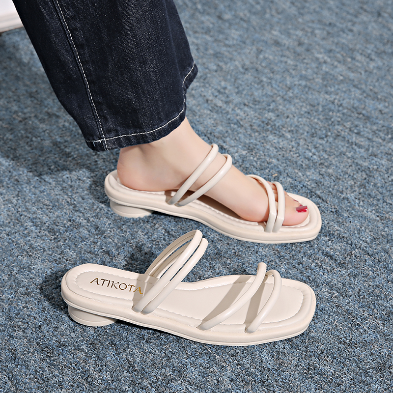 Atikota Sandal thời trang nữ mới, đế dày quai mỏng kiểu dáng đơn giản thoải mái thích hợp cho hoạt động ngoài trời