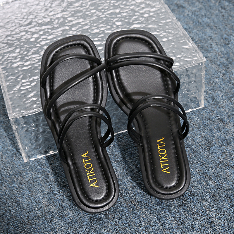 Atikota Sandal thời trang nữ mới, đế dày quai mỏng kiểu dáng đơn giản thoải mái thích hợp cho hoạt động ngoài trời