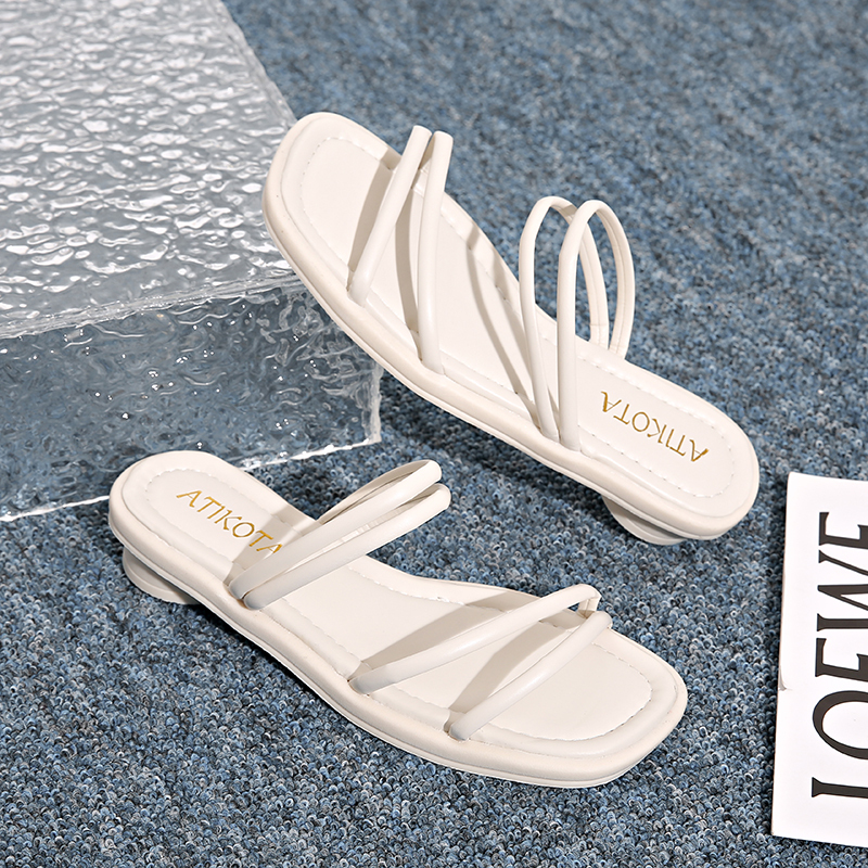 Atikota Sandal thời trang nữ mới, đế dày quai mỏng kiểu dáng đơn giản thoải mái thích hợp cho hoạt động ngoài trời