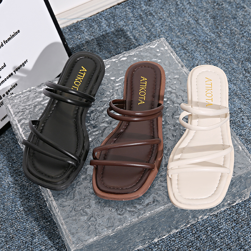 Atikota Sandal thời trang nữ mới, đế dày quai mỏng kiểu dáng đơn giản thoải mái thích hợp cho hoạt động ngoài trời