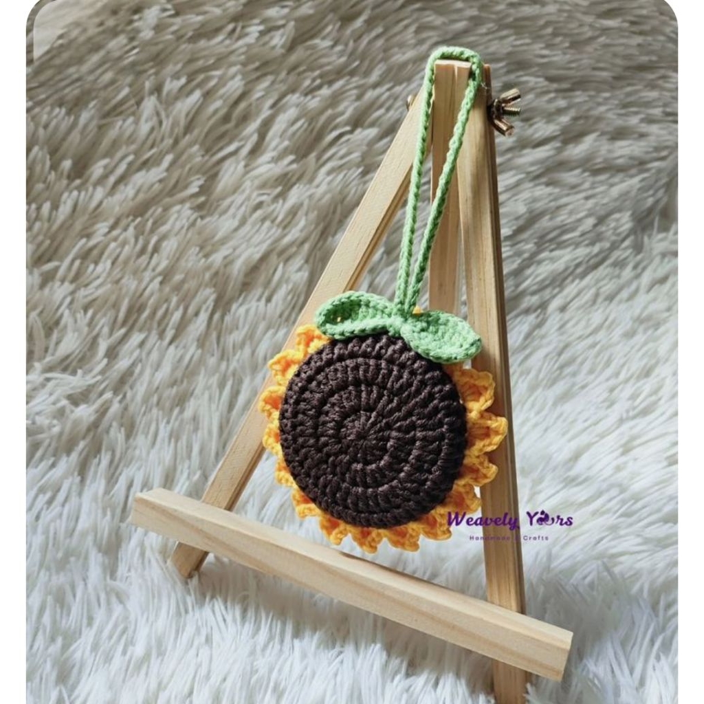 Móc Khóa Hình Hoa Hướng Dương Len, Móc Khoá Len Handmade Xinh