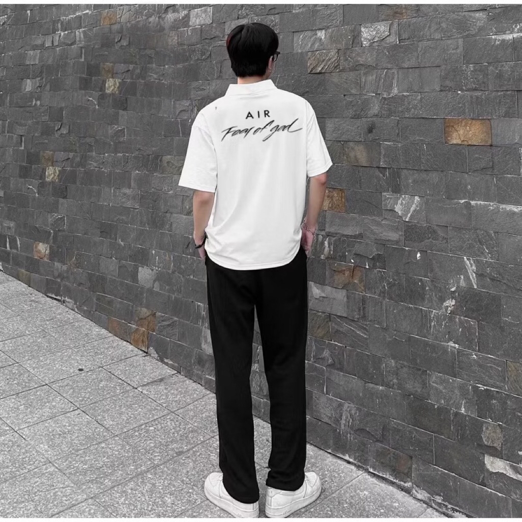 Áo Polo Fear Of God x Basketball Chất Vải Cotton Da Cá Sấu 2 Lớp Cao Cấp Full