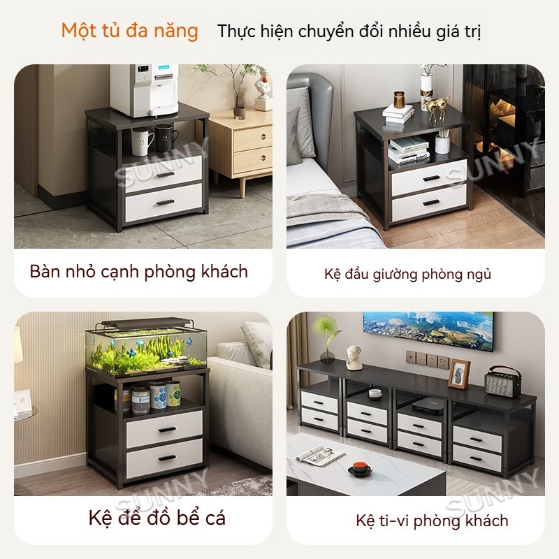 SUNNY Tủ Đầu Giường Sắt Decor - Kệ Đầu Giường Hiện Đại, Chống Rỉ Sét, Tiết Kiệm Diện Tích