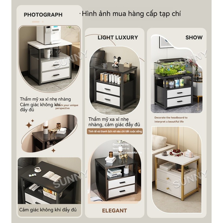 SUNNY Tủ Đầu Giường Sắt Decor - Kệ Đầu Giường Hiện Đại, Chống Rỉ Sét, Tiết Kiệm Diện Tích