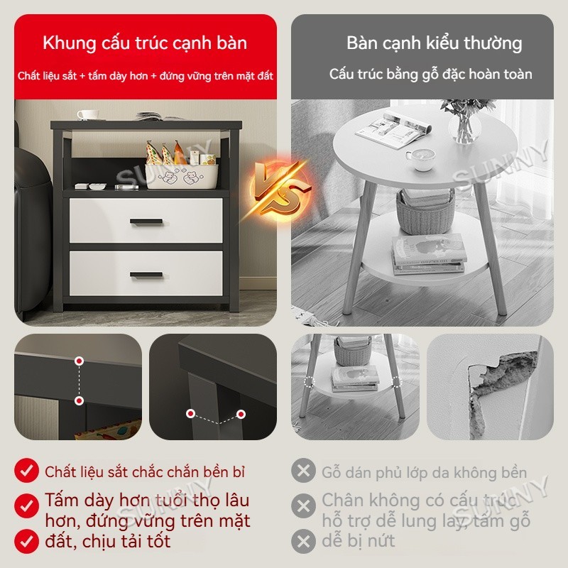 SUNNY Tủ Đầu Giường Sắt Decor - Kệ Đầu Giường Hiện Đại, Chống Rỉ Sét, Tiết Kiệm Diện Tích