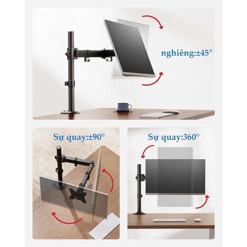 Giá đỡ màn hình 13-32 inch 2-15 kg không đục lỗ thiết kế lò xo khí xoay 360 độ  giá đỡ màn hình VESA | BigBuy360 - bigbuy360.vn